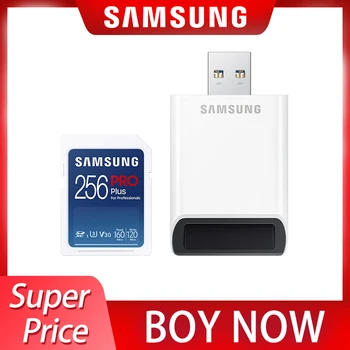 100% Original Samsung Cartão SD Pro PLUS Para Profissionais de Cartão de Memória, 128GB de 256GB U3 V30 Alta Velocidade Classe 10 Com USB 3.0 Leitor de
