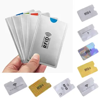 10pcs Folha de Alumínio Anti RFID Suporte de Cartão Elegante Anti Roubo NFC Bloqueio de Ouro Bloqueio de Leitor de Viagens