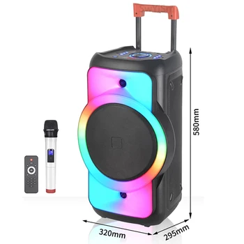 1500W de Potência Elevada de 12 Polegadas, Bluetooth alto-Falante Portátil Exterior Karaoke Subwoofer sem Fios Com EQ de Cor de luz de LED E Microfone FM