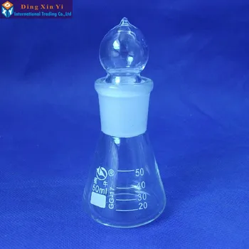 1PC 50ML de Vidro cônico frasco de Vidro Frasco de Erlenmeyer uso em Laboratório triângulo de vidro frasco de vidro de borosilicato