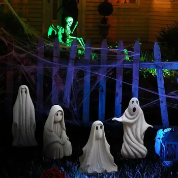1Pc Halloween Branco Fantasma de Escultura ao ar livre do Jardim Bonito Fantasma Jardim Decoração de Festa Enfeite de Resina, Artesanato, Decoração Estátua M7R0
