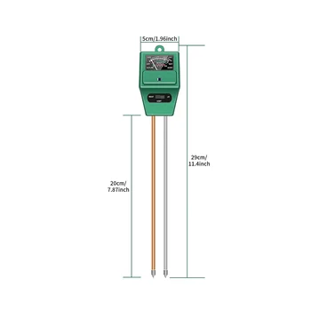 2 Pcs 3-Em-1 Medidor de Umidade de Luz e PH Testador para Cuidados com as Plantas para Jardim/Gramado/Fazenda/Indoor&ao ar livre Verde de 200mm de Metal Sonda