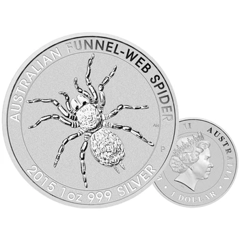 2015 1 oz $1 Australiano Prata Funil Web Spider Moeda Não-Magnético Efeito Matte