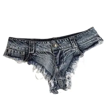 2022 Verão As Mulheres Sexy Cintura Baixa Buraco De Borla Denim Shorts De Praia, Shorts Jeans Clubwear S M L Xl