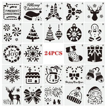 24PCS/ Pack de Natal, Pintura em Estêncil Decoração de Natal fontes de Dropship