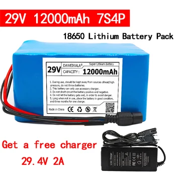 29V 12Ah 18650 bateria de iões de lítio pack 7S4P 24V bicicleta Elétrica do motor/scooter bateria recarregável com 15A BMS +29.4 V Carregador