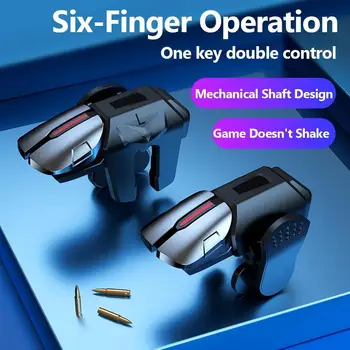 2x 6 Dedo Controlador de Jogo de Jogos Objectivo de Tiro Aciona o Botão para PUBG Móvel
