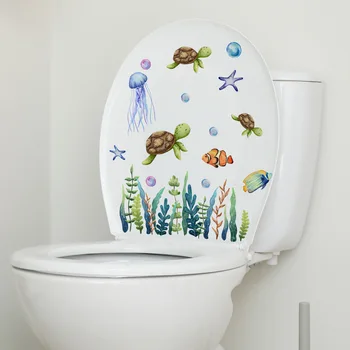 30*30cm Tartaruga de água-viva de Algas dos desenhos animados Etiqueta da Parede Diy Geladeira Banheiro do Restaurante Varanda Wc Decorativo Adesivo de Parede