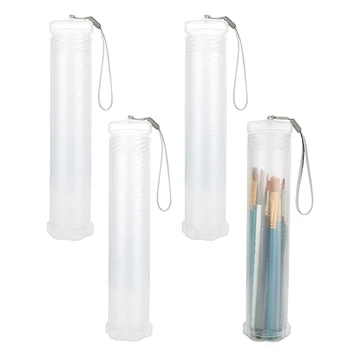 4 Pack Extensível Plástico Pincel De Pintura Caso Claro De Longa Pincel Titular Do Tubo De Armazenamento Lápis Recipiente