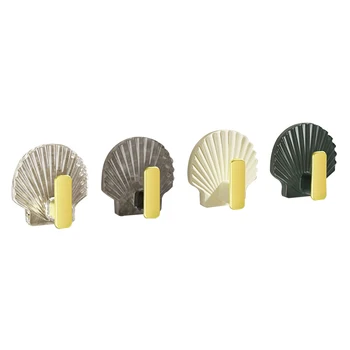 4pcs Seashell Forma de Gancho de Parede-montado, Transparente e Gancho de Suspensão Para o Banheiro Cozinha Roupas Casaco de Toalha do Cabide Chave Rack