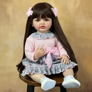 55cm Realista as Bonecas do Bebê 3D com a Pele do Recém-nascido de Bonecos de Corpo Mole Renascer Menina Baby Dolls com Veias Visíveis para as Crianças para Coleção