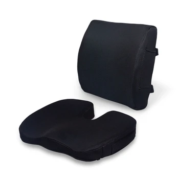 Almofada De Apoio Lombar, Com Alça Ajustável-Coxins Da Cadeira Para Alívio Da Dor Ciática-Com Capa Lavável