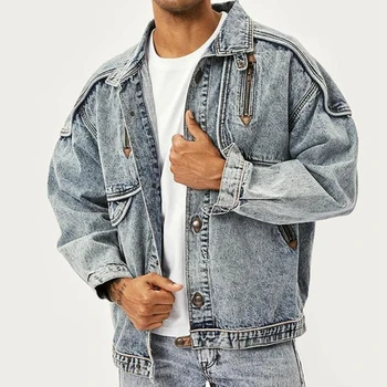 American Vintage Retro Jaquetas Jeans Masculino Clássico Personalidade Causal Solta High Street, Sobretudo Os Homens Masculino Superior Roupas