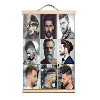 Atualizar o Seu Barbeiro Loja de Decoração - Vintage Barbearia Decoração de Lona Pintura de Rolagem com Homens Bonitos com Penteados Cartaz