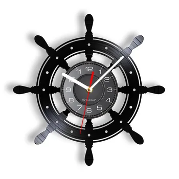 Barco à vela Assistida Vinil LP Registro Relógio de Parede Iate Barco Roda Náutico Decoração Silêncio Não Passando de Parede Relógio de Capitão de Barco de Presente