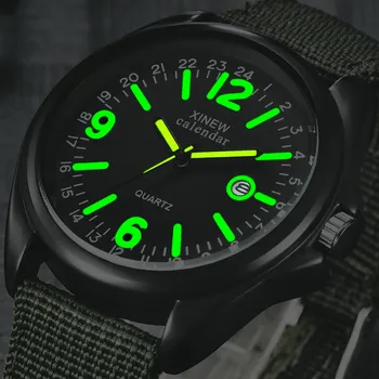 Brilham No Escuro Homens Relógios Tops Da Marca De Luxo Militar Mens Relógio De Quartzo Do Exército De Relógio Com Mostrador Preto Data De Luxo Do Esporte Relógio De Pulso