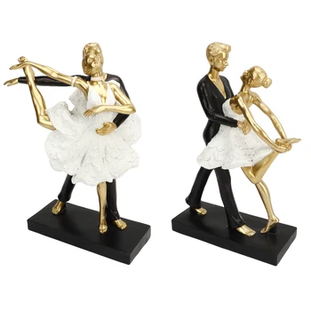 Casal Dançarino de Ballet Estátua Casal Dançando Escultura Decorativo Elegante Multifunção Resumo Figuras de Resina para o Armário