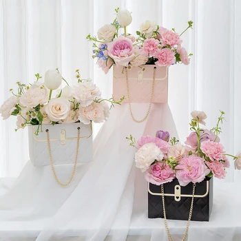 China fornecedores de luxo, Dia dos Namorados buquê de flores presentes sacos de papel com alça de corrente de metal