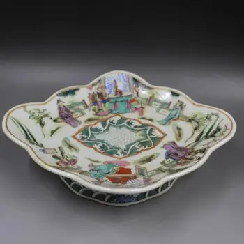Chinês Famille Rose de Porcelana da dinastia Qing, Tongzhi Caráter História de Frutas Placa de 11 polegadas