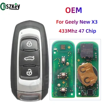 CNSZKEY OEM Remoto Inteligente-Chave Para a Geely X3 433Mhz 47 Chip de 3 Botões Com Lâmina sem cortes