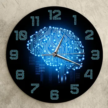 Código Binário Relógio De Parede Cérebro De Inteligência Da Placa De Circuito De Arte Para Geeks Relógio De Parede Empresa De Decoração De Escritório Programador Programador Presente