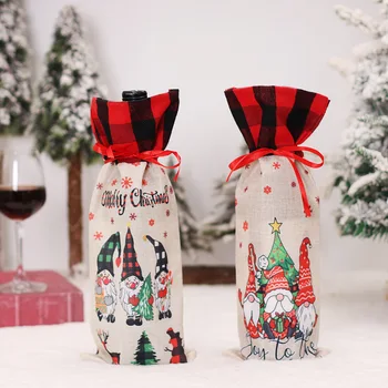 De vinho, Sacos de Natal de Garrafa de Vinho com Tampa de Decoração de Natal para a Casa Natal de Noel Mesa de Natal Decoração de Presente de Natal um Feliz Ano Novo a 2024
