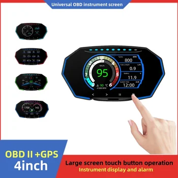F11 HUD 4 Polegadas Touch Botão Carro Head Up Display OBD2 GPS Dual do Sistema de Água de Óleo Temp Velocímetro LCD Diagnóstico de Alarme de Segurança
