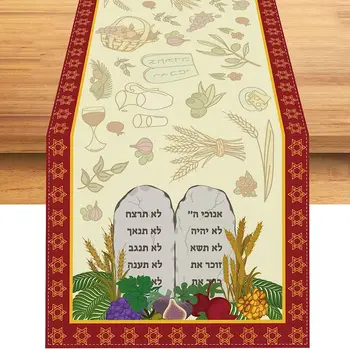 Feliz Shavuot Roupa de Corredor da Tabela Feriado Judaico Fig Garnet Uva Coroa de Malte Mesa de Jantar, Corredores, Home Mesa da Cozinha Decoração