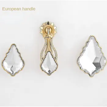 Guarda-roupa Móveis Puxa Botão de Liga de Zinco de Luxo maçaneta de Cristal de Armários de Cozinha, maçanetas e Puxadores Diamante Gaveta