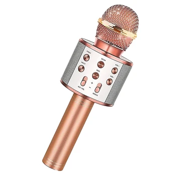 Karaoke Microfone Para Crianças, Bluetooth, Microfone sem Fio Com LED de Luz, Portátil de Mão de Karaoke Microfone alto-Falante