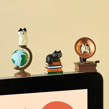 Kawaii Em Miniatura, Bonecos De Decoração De Casa De Artesanato Acessórios Do Carro Criativo Globo Gato Desktop Decoração Enfeites Bonitos Computador Decoração Presente