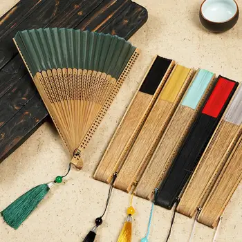 Leques de Dança de leques Encantador de estilo Vintage de Mão Fãs para Casamentos Performances Partes Alça de Bambu com Artificiais de Seda