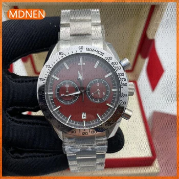 MDNEN Relógio masculino 904l de Aço Inoxidável do relógio de quartzo 44mm-OG