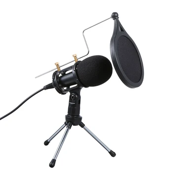 Microfone com Fio Microfone de Condensador de Áudio de 3,5 mm Studio Microfone de Gravação de Vocais de KTV Karaoke Microfone com Suporte para PC Phone