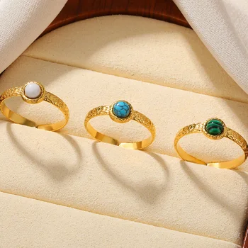 Minimalismo Verde Anéis De Pedra Para As Mulheres A Moda Jóias Anel Ajustável Junta Acessórios 2023 Bague Femme Amizade Presentes