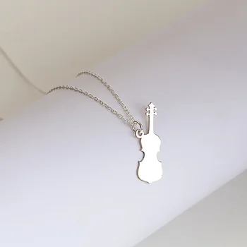 Minimalista Violino Metal Colar Pingente Luz de Luxo Aço Inoxidável Acessórios femininos de Moda Festival de Presente