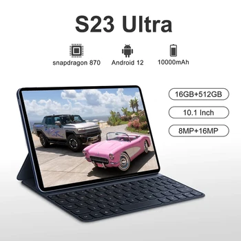 Novo Tablet Android S23 Ultra Global Tablette de 10 polegadas HD snapdragon870 5G Tablets Wifi 16G+1TB Tableta computador Para Trabalhar Google Play