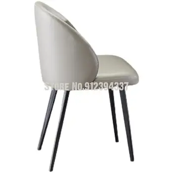 O estilo italiano de luz casa de luxo cadeira de jantar moderna e minimalista pequena de aço carbono de couro de arte pequeno apartamento designer