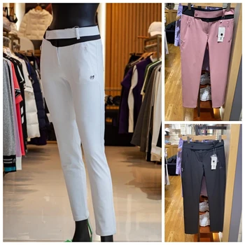 Original coreano vestuário de GOLFE de mulheres de calças de elástico fino mostrar a perna de golfe longo meados de cintura alta casual estreitas, pé de calças