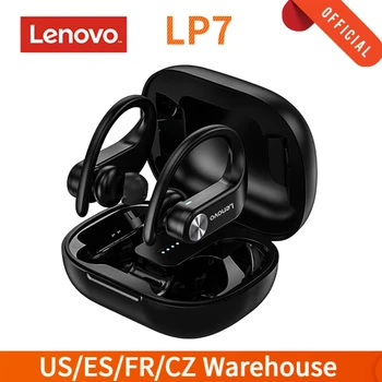 Original Lenovo LP7 Bluetooth 5.0 Fones de ouvido Impermeável Verdadeiro Fones de ouvido sem Fio com Dupla Microfone Fone de ouvido Auscultadores Desportivos Caixa de Carregamento