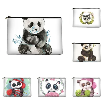 Panda Bonito Dos Desenhos Animados De Animais Cosméticos Saco De Lona, Produtos De Higiene Pessoal Saco De Armazenamento De Dama De Honra De Presente De Viagem Portátil Bolsa