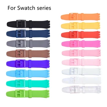 Para a Swatch série de 12mm 16mm 17mm 19mm 20mm relógio de Silicone à prova d'água correia colorida pulseira de Relógio acessórios