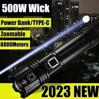 Poderoso Zoomable Lâmpada de Mão Recarregável Luz de Lanterna de Caça Impermeável de Lanterna o Flash Led 8800meters Tático Tocha