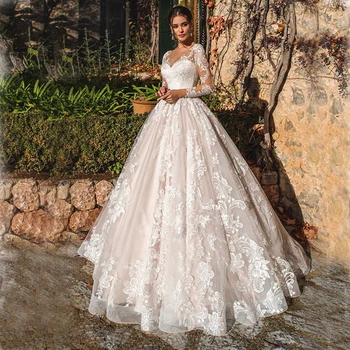 POMUSE Querida Casamento de Praia Vestidos de Mangas compridas Boho Casamento da Princesa Vestido de Noiva Personalizados Feitos Vestido De Noiva para Mulheres