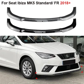 Preto brilhante Para Seat Ibiza MK5 Padrão/ FR 2018 + Carro da Frente pára-choques Lip Spoiler Queixo Kits de Corpo Divisor de Fibra de Carbono Olhar