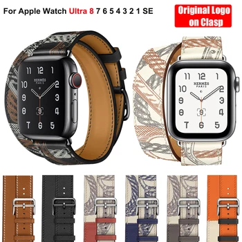 Pulseira de Couro genuíno para Apple Relógio Ultra Banda 8 7 6 5 4 3 2 SE Bracelete Apple Relógio 49 44 45 44 42 40 38 para o iWatch Correia