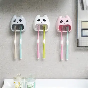 Punch-livre Escova de dentes da Cremalheira do Armazenamento Doméstico Wall-mounted do Banho Escova de dentes de Plástico Multi-funcional Rack