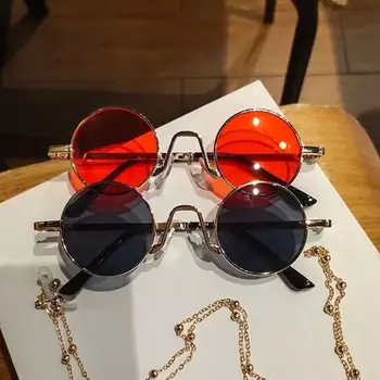 Punk Pequenos Óculos Redondos Vintage a Proteção UV400 Colorido Hippie de Óculos de Sol Óculos para Festa/Praia/Viagens/Streetwear