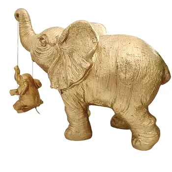 Resina de Ouro Elefante Ornamentos Criativo Artesanato Estátua de Mesa para Sala de estar Decoração do Quarto