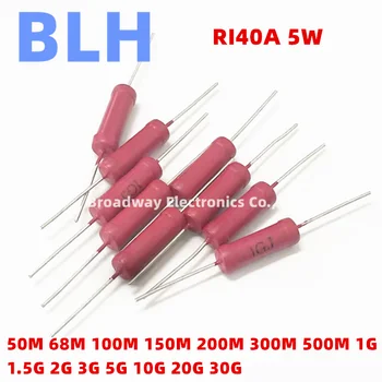 RI40A 5W manto Vermelho de Alta tensão, de resistência, de metal, de vidro, esmalte 50M 68 M 100M 150M 200M 300M, 500M 1G DE 1,5 G 2G 3G 5G 10G 20G 30G